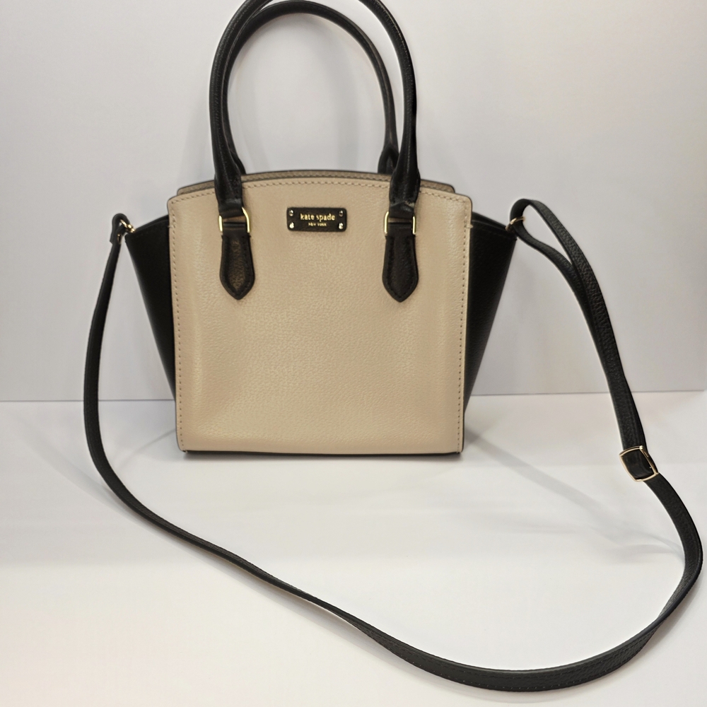Kate Spade New York Jeanne Small Warm Vellum & Black Leather Satchel